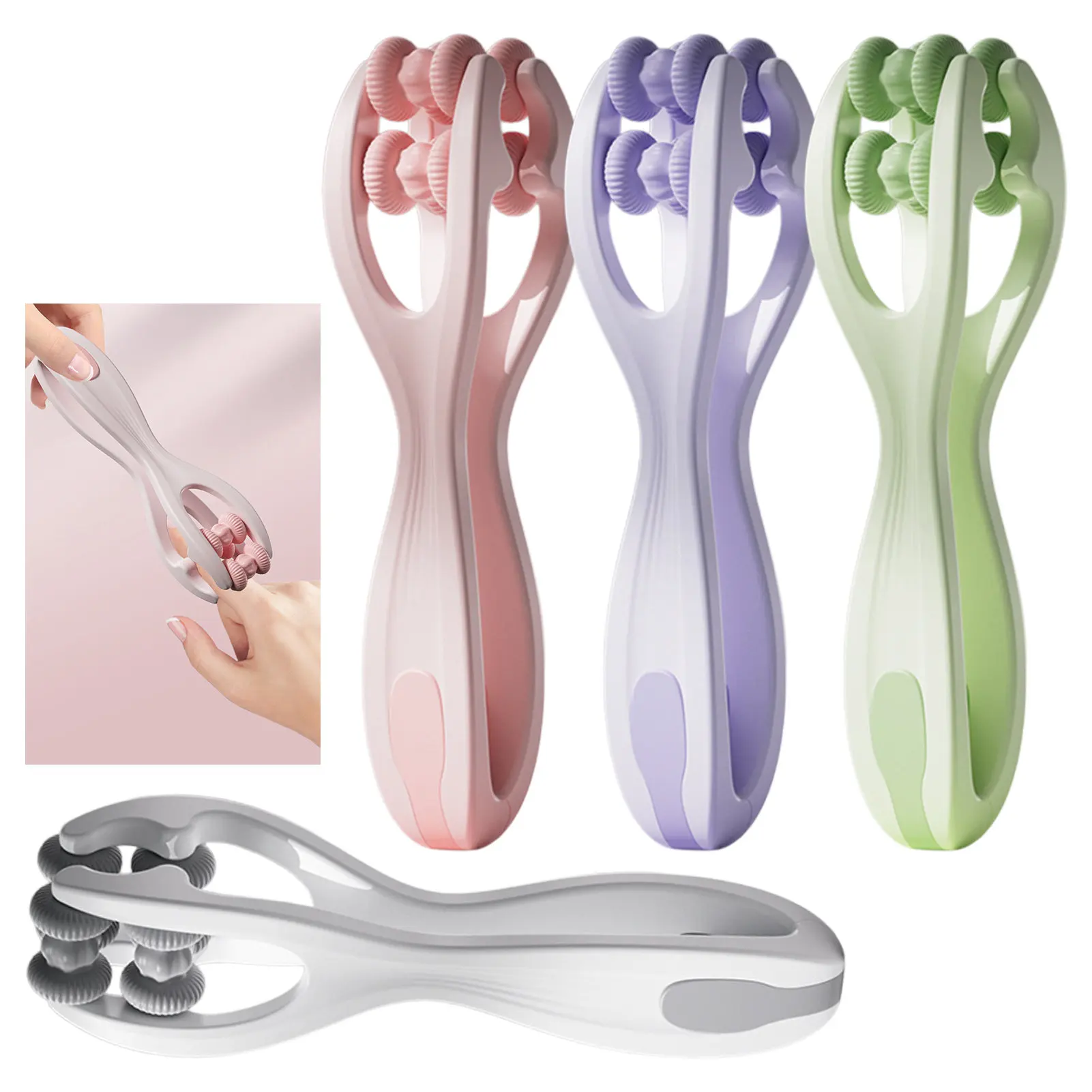 Finger Massager Dual-Row Roller Design Easy Use Relieve Finger Fatigue Promote Blood Circulation Portable Roller Finger Massager