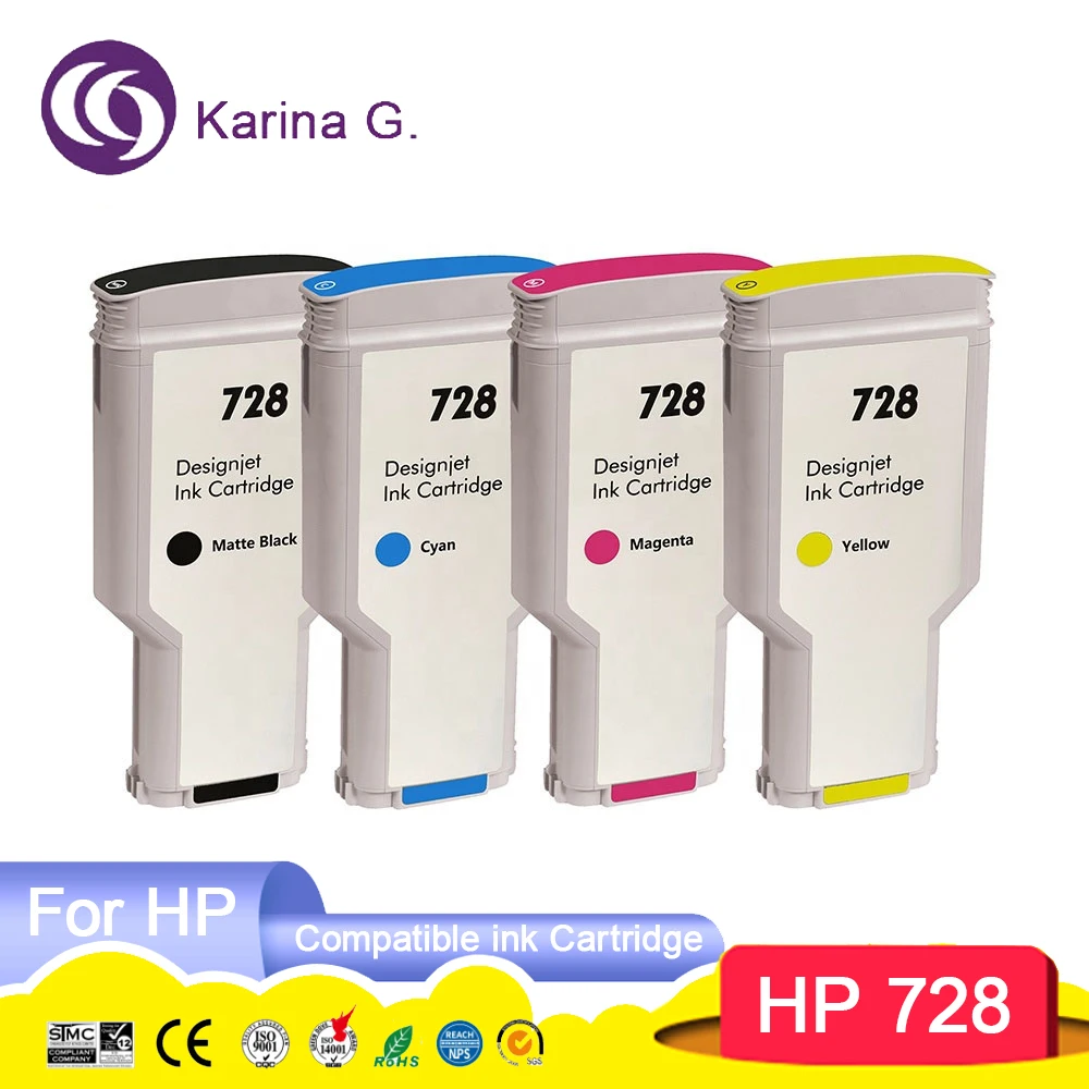 

For HP 728 728XL Compatible Ink Cartridge With Full Ink F9J68A F9J67A F9J66A For HP DesignJet T730 T830 Printer