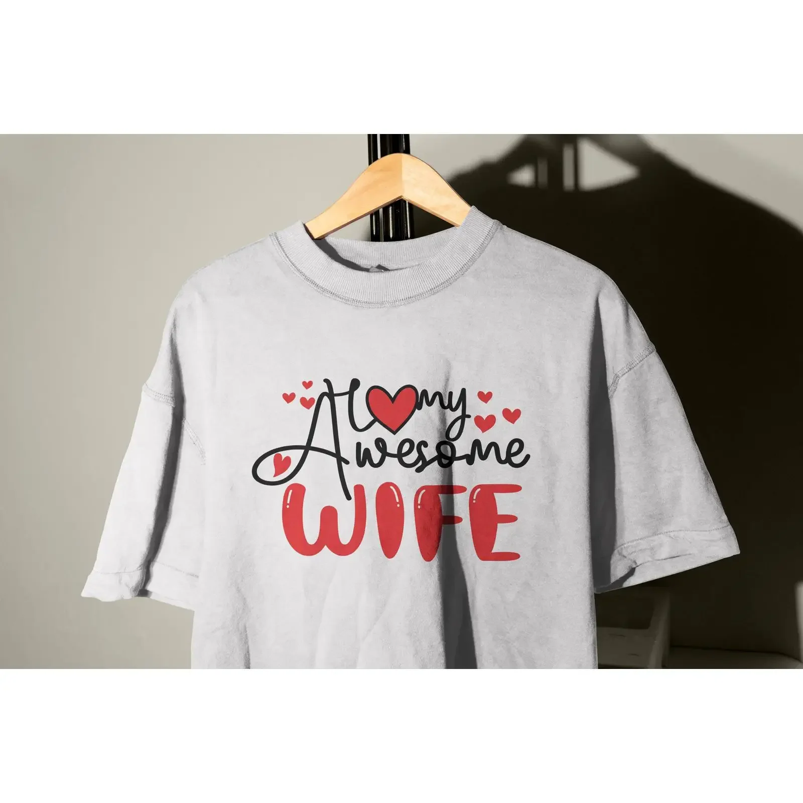 I Love My Awesome Wife T Shirt Proud Husband Anniversary Valentine's Day Funny Relationship Hubby vintage Washed streetwear