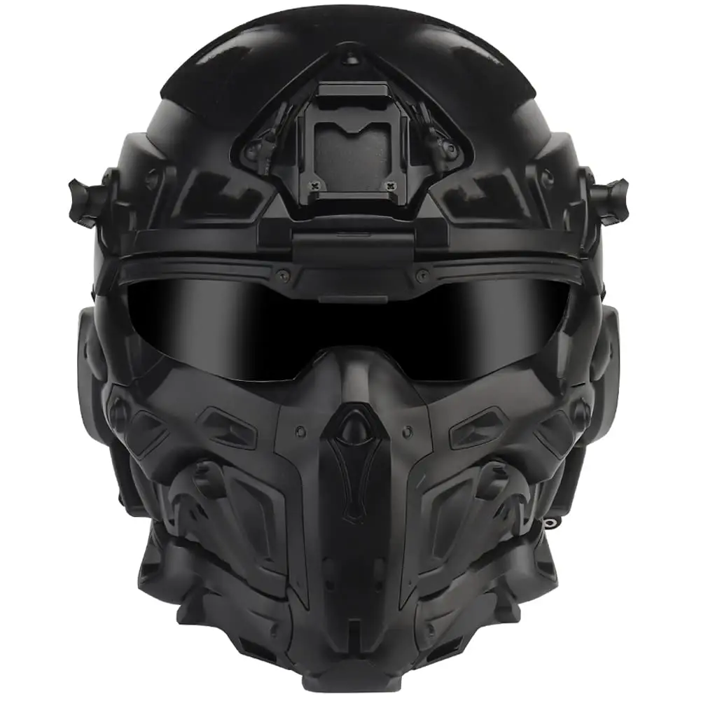 

Full Wrapped Paintball Helmet, Built-In Headset, Masks, Goggles, Defogging Fans, All-In-One Design, Detachable, for Protection