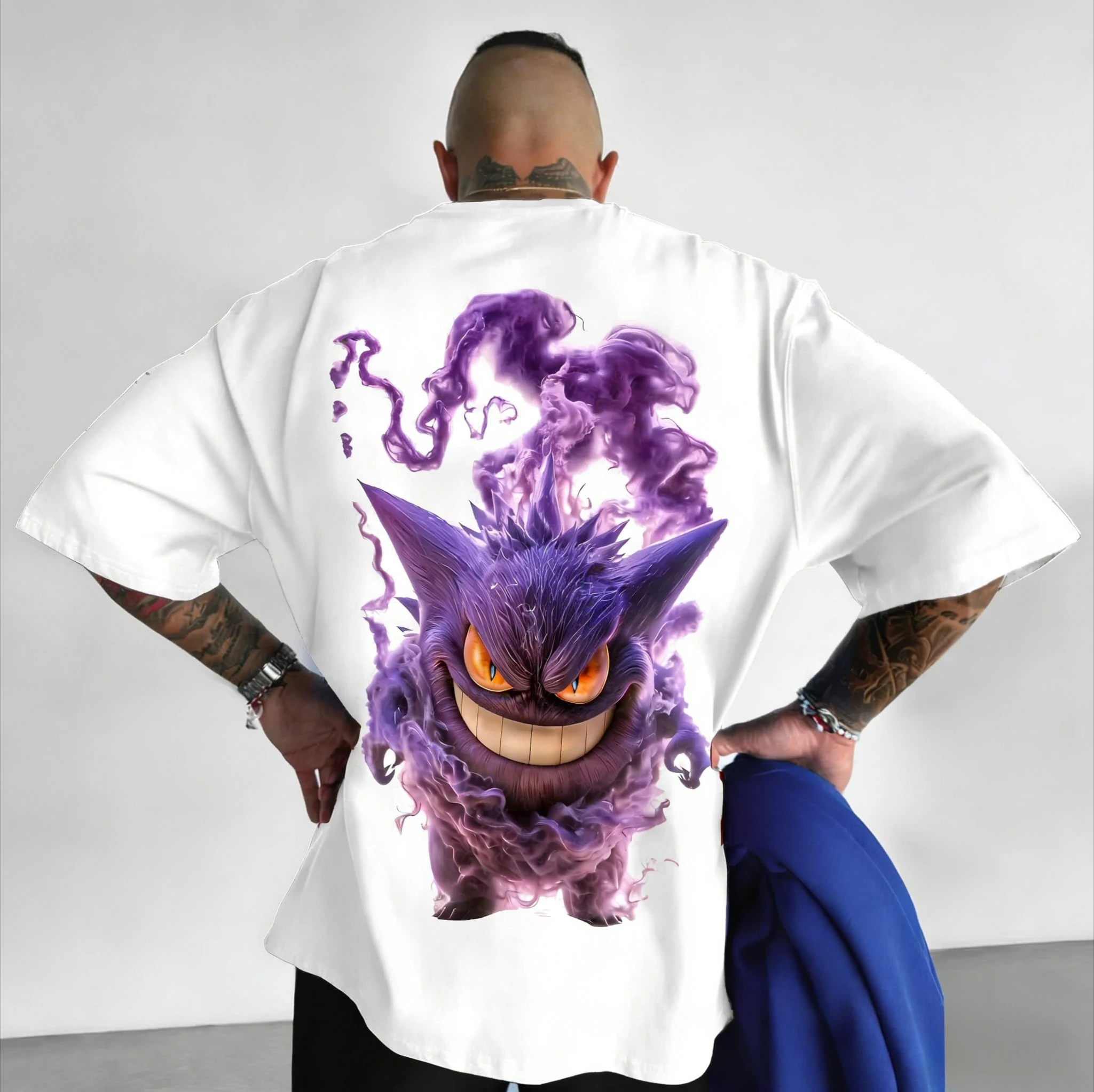 camiseta-de-casal-estampada-pokemon-anime-pikachu-gengar-manga-curta-solta-esportiva-confortavel-de-algodao-para-homens-e-mulheres