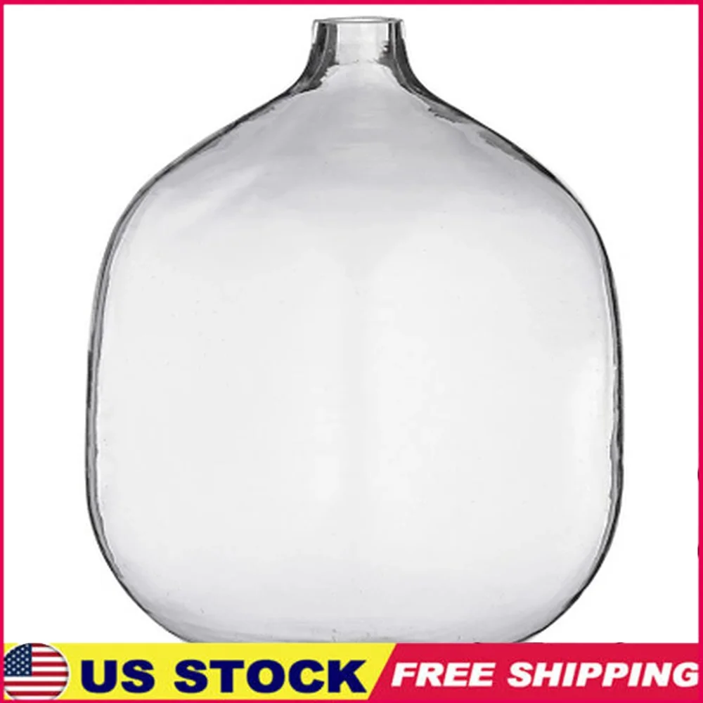 

Elegant Glass Vase Round Shape Narrow Lip Watertight Tabletop Flower Planter Home Décor Freshness Beauty Display 8.25in H 7in W