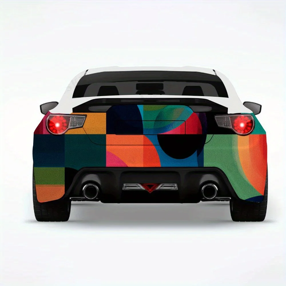 

Colorful Geometric Pattern with Curvy Lines ,Vinyl Decal for Car Rear, Waterproof Self-Adhesive Vinyl Stickers for Vehicle Tail