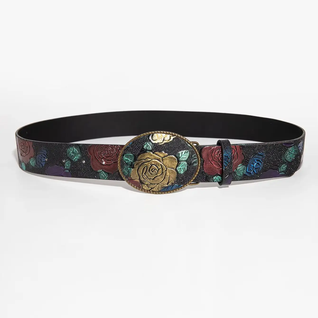 Vintage Bohemian Y2K Multi-Color Random Irregular Rose Print Women'S Belt, Suitable For Holiday Parties, Y2K Style Accessory, Ve