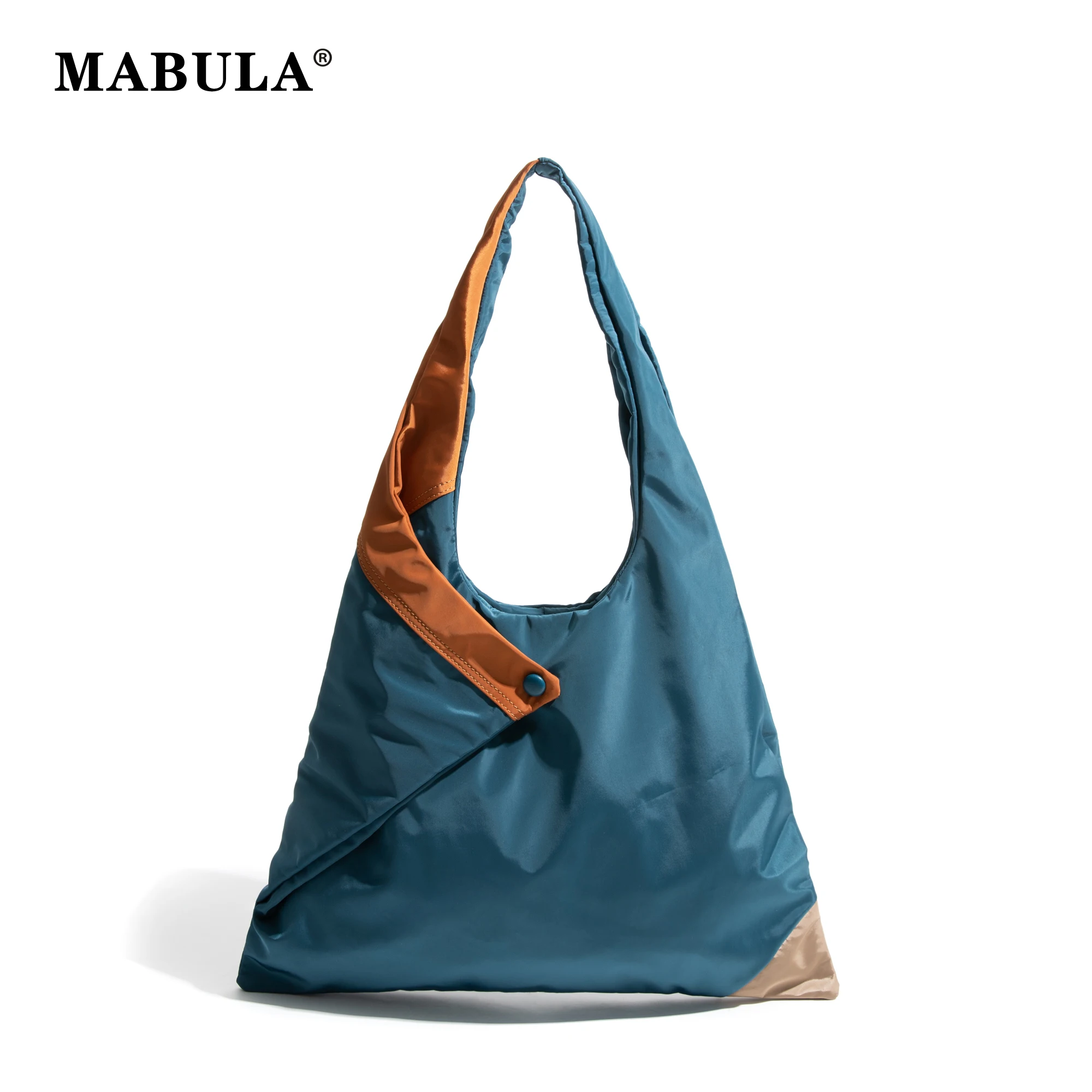 

MABULA Foldable Big Nylon Triangle Shape Shoulder Bag Casual Travel Women's Hobo Purse Brand Unique Design Grocery Handbag