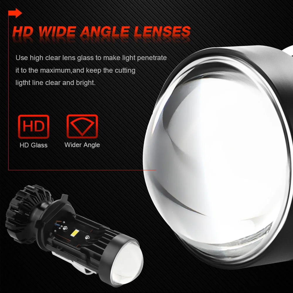 T2 T1 H4 Mini Projector Bi LED With Lens Lights High Low Beam Lenses Lamp 6000K White Headlight Fog Bulb Canbus Car Retrofit