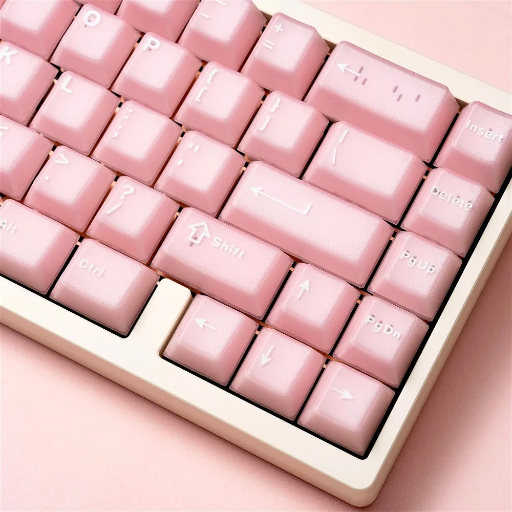 Sakura powder semi-transparent keycaps Original height ABS two-color two-color keycaps Mechanical keyboard