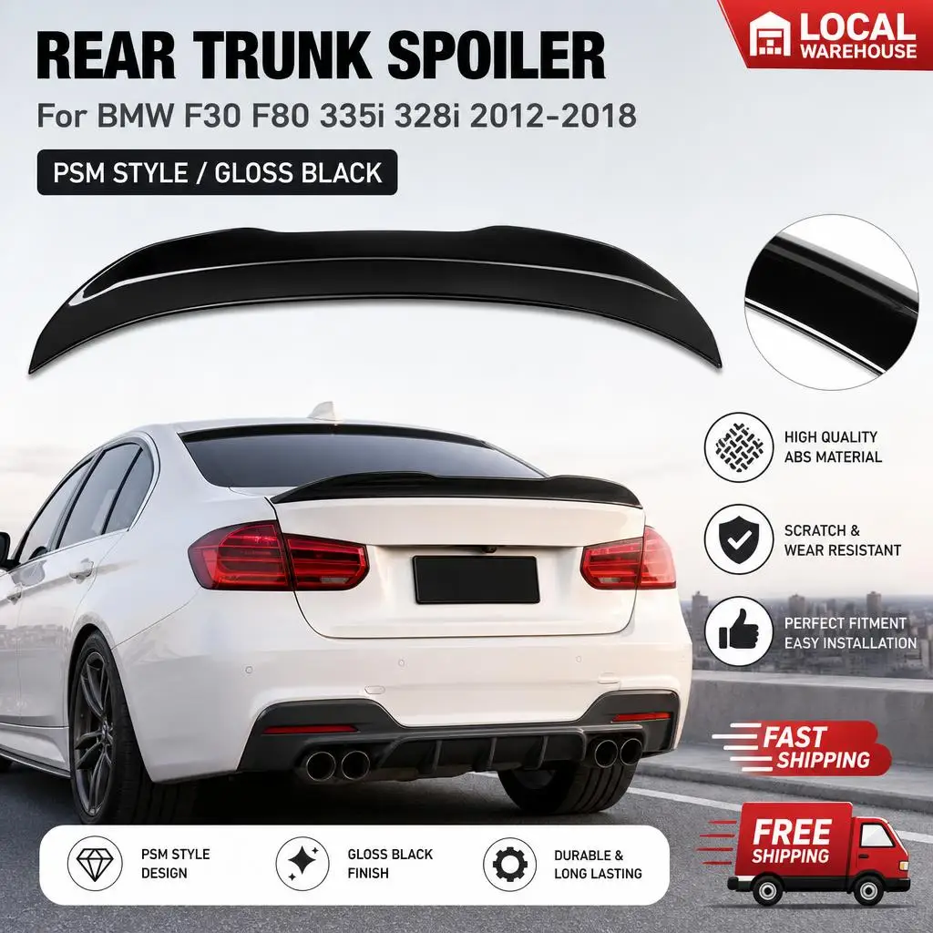Rear Trunk Spoiler For BMW F30 F80 335i 328i 2012-2018 PSM Style Carbon Glossy Black Rear Trunk Lid Car Spoiler Wings Tuning Accessories