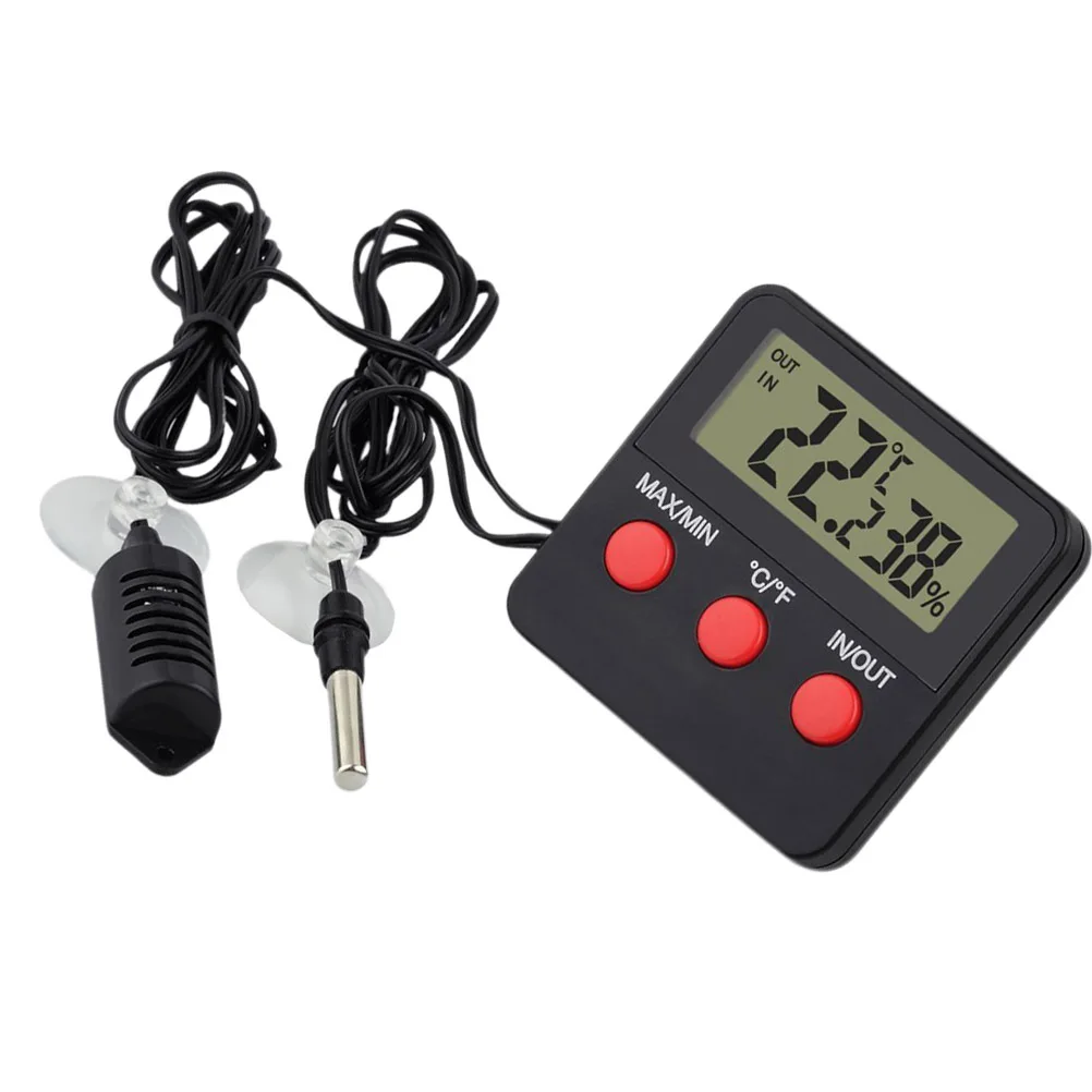 

Lcd Temperature Humidity Monitor Reptile Thermometer Hygrometer For Lizard Snake Turtle Indoor Outdoor Wall Mountable Black