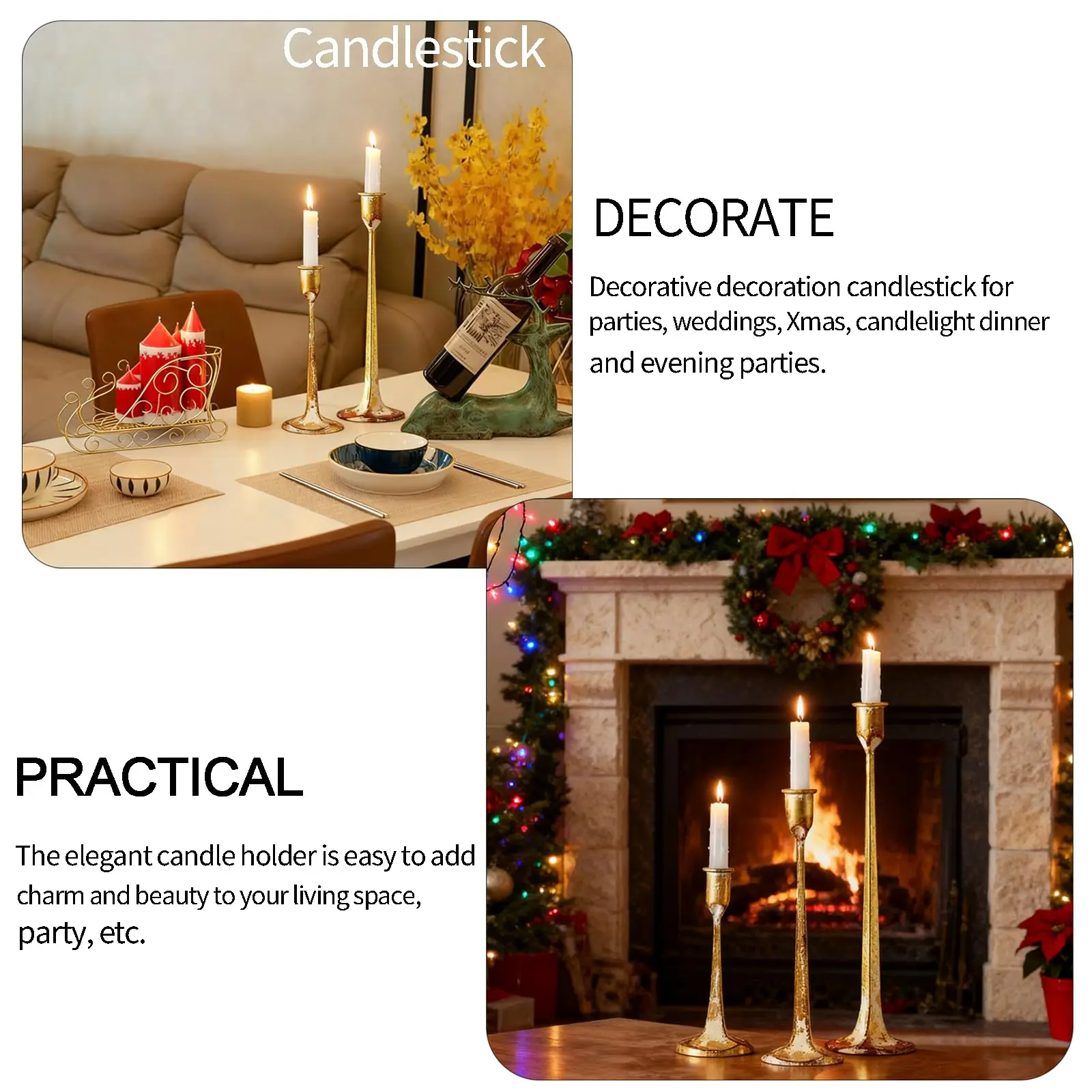 Elegant Tabletop Candle Holders Vintage Metal Aluminum for Wedding Anniversary Home Hotel Decoration Centerpiece Gift view 6