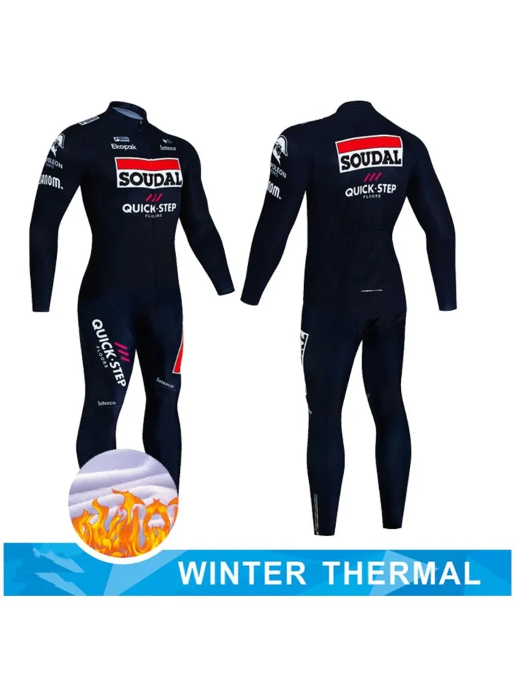 AliExpress Winter Cycling Jersey Set QUICK STEP Thermal Fleece Cycling Clothes MTB Bicycle Clothing Keep Warm