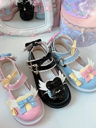 Lolita Cosplay Sweet Tea Party Mandarin Duck Shoes Cos Girl Cream Bubbles Bow scarpe Kawaii Lolita Girls scarpe con tacco alto