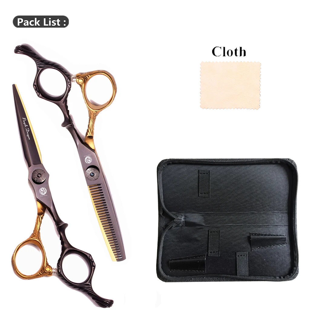 Haarschere Purple Dragon 6 Zoll Japan 440C Schere für Friseure Professionelle Goldene Effilierschere Salon-Schönheitsschere Z9026 – Detail 6