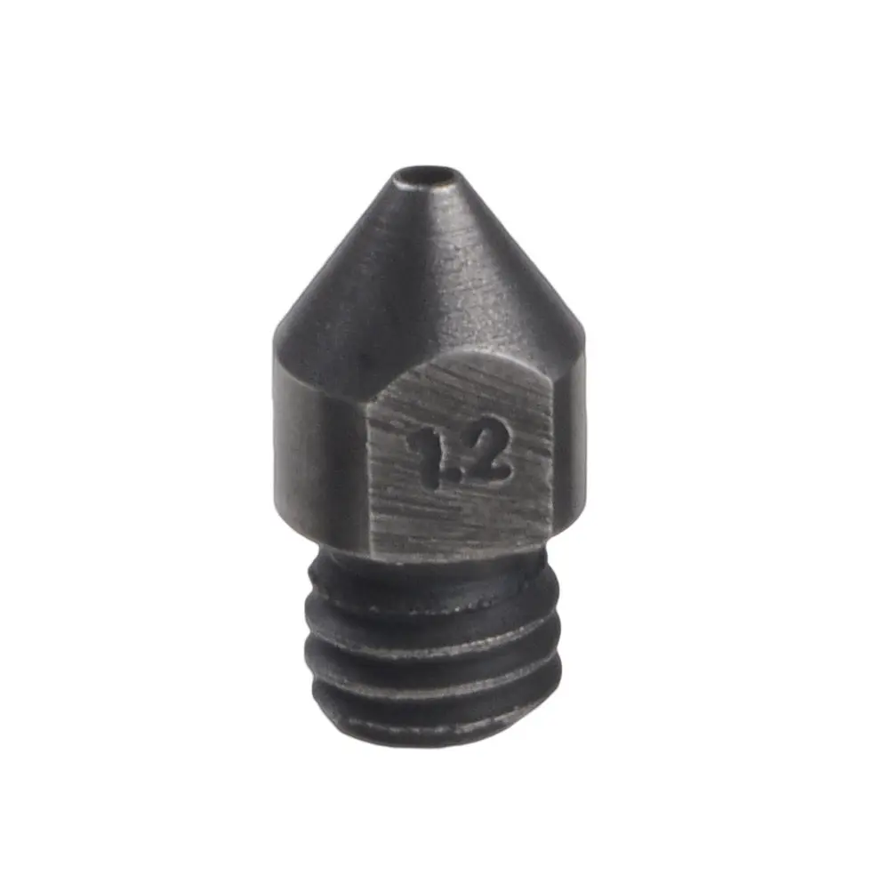

Hardened Steel Extruder Nozzle Wear-resistant 1.2mm Thread Nozzle Tip Head Compatible for MK8 3D Printer (Black)