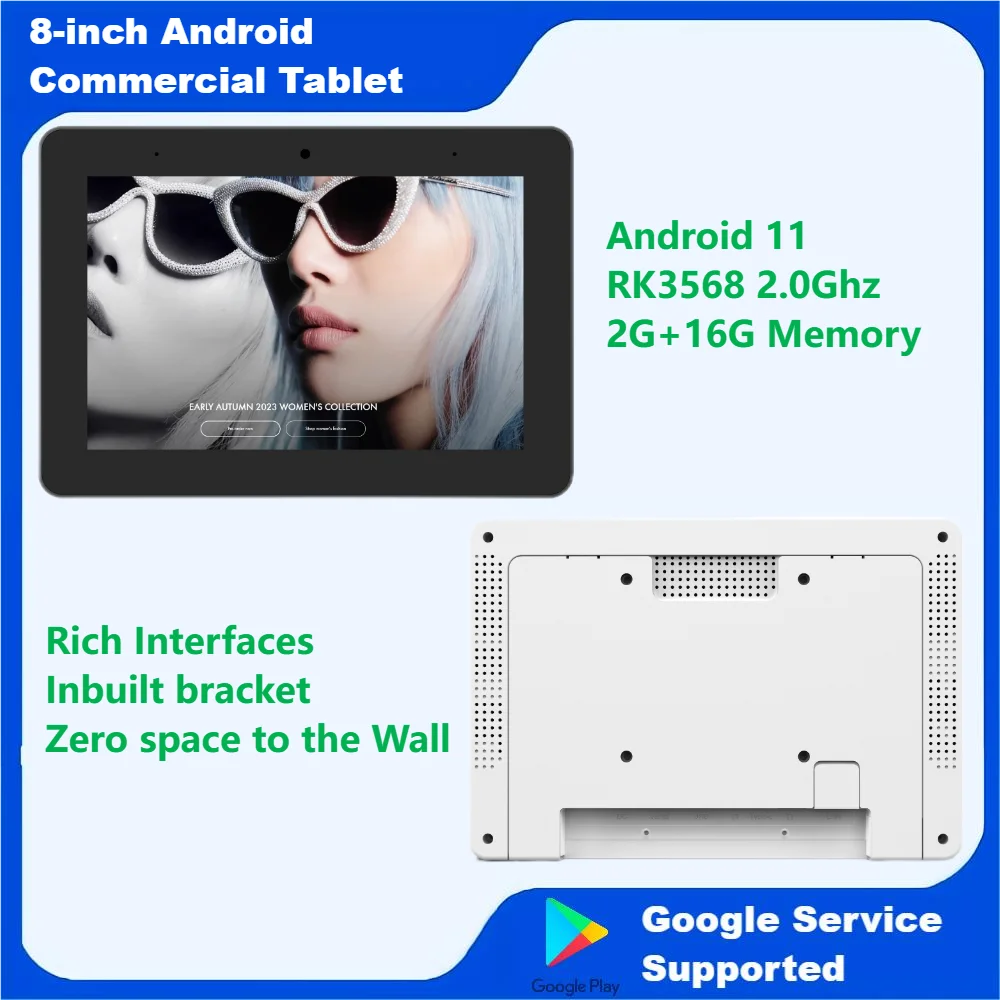 8 Inch Wall Hanging Android Tablet Android 11 Smart Home Controller Touch Screen Vesa Monitor With POE NFC VESA Bracket