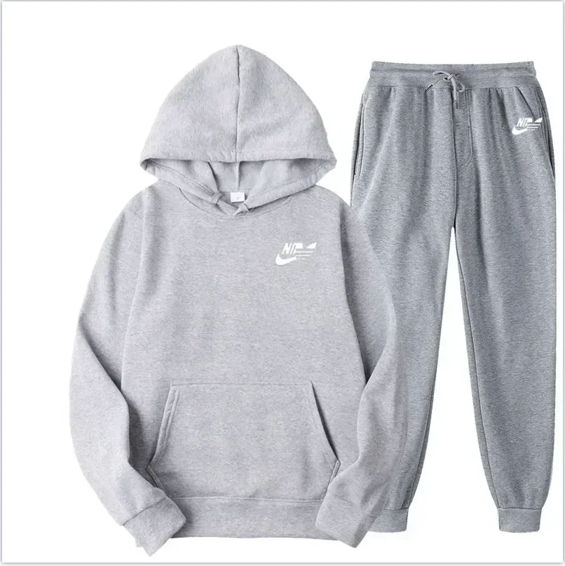 Ensemble sweat à capuche d'hiver pour hommes, mode polaire rouge, pantalon de marque noir, costume de jogging décontracté, survêtement