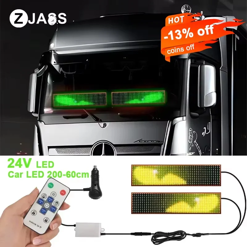 2-in-1 Large 24V LED Devil's Eye 200/150/120/80/70/60 cm Flexible Windshield Lamps Car Interior Atmosphere Light Accessories