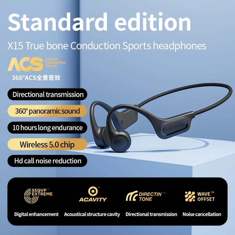 POLVCDG Bone Conduction 32G หูฟังบลูทูธหูฟัง IPX5 กันน้ํากีฬาขี่จักรยานชุดหูฟังไร้สายบลูทูธ-x15