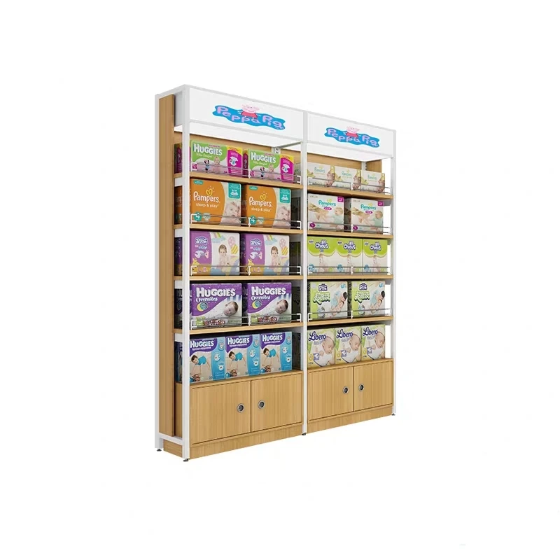 (customized)Heavy duty display stand sale in supermarket wood shelf