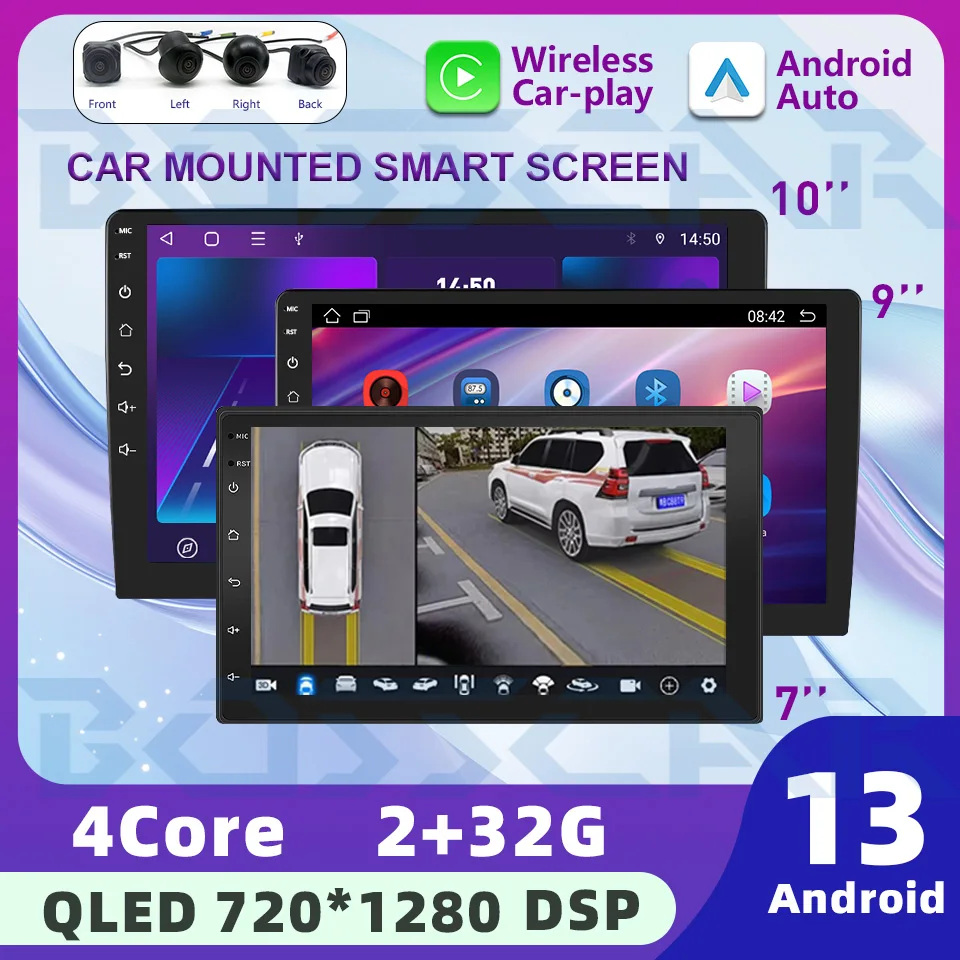 

BOSSCAR CarPlay-Enabled 360° Panoramic Camera – Android 13 Car Radio For Honda For Acura Wireless CarPlay, USB-C Fast Charging