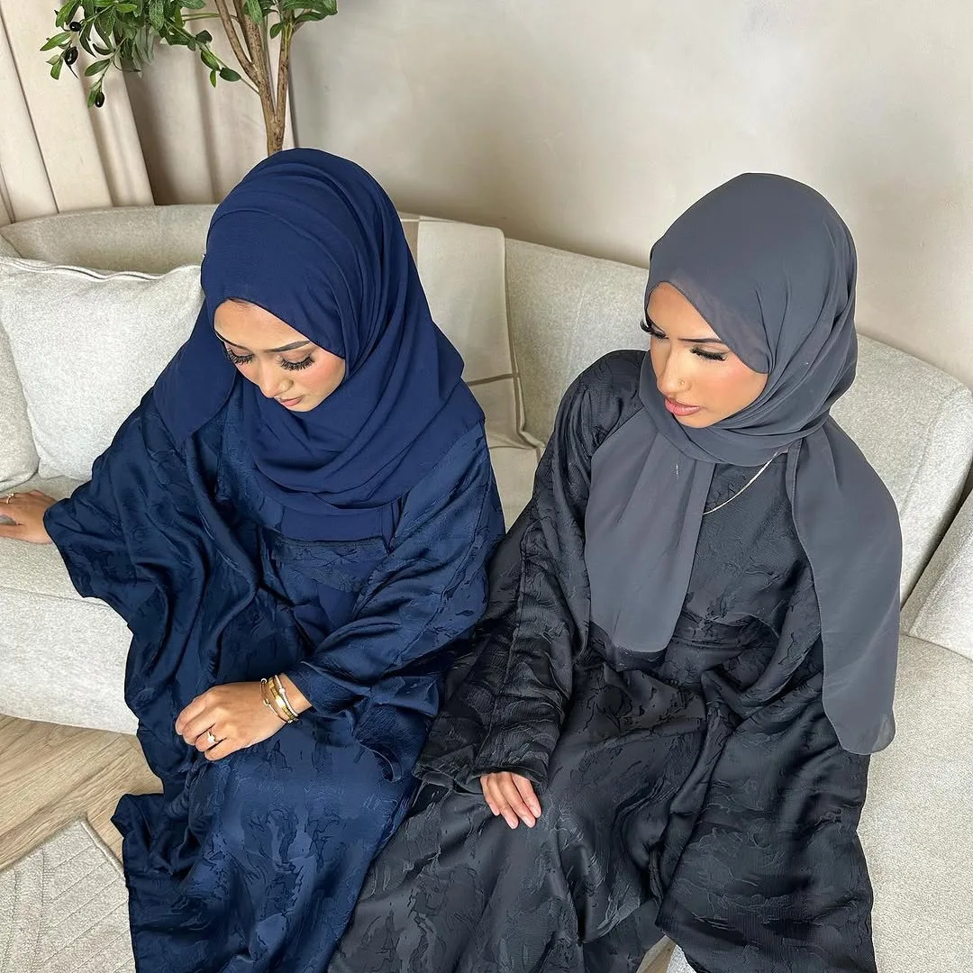 

3D Jacquard Satin Closed Abaya Dress Dubai Luxury Muslim Hijab Dress Abayas for Women Kaftan African Islamic Clothing Ramadan