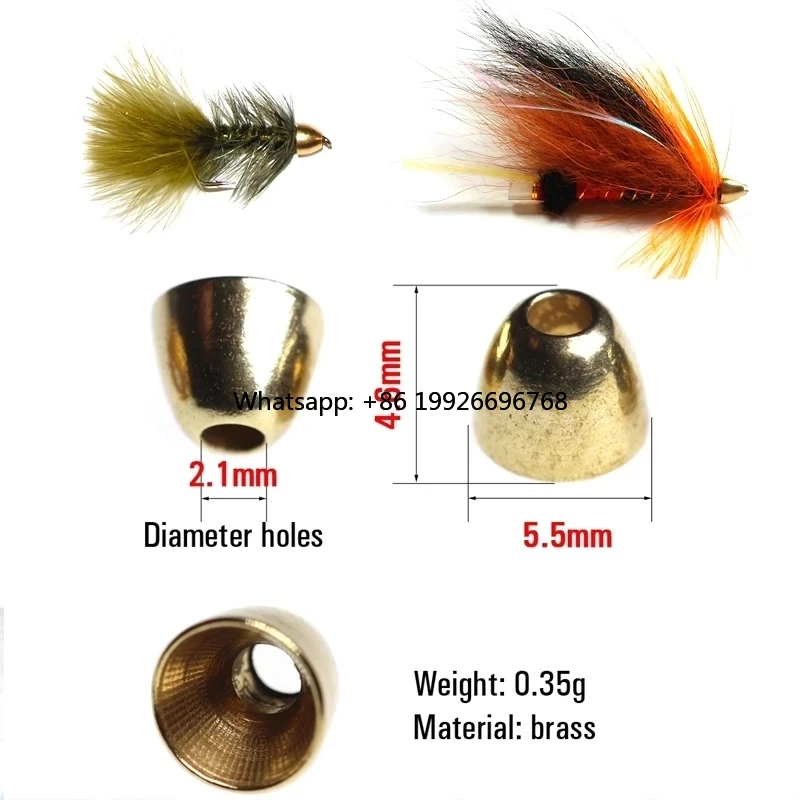 

Brass Cone Head for Tube Fly Streamer Saltwater Flies Tying Material Salmon Bass Trout Lure Making Material manufacturer