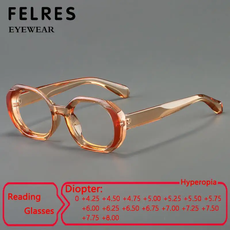 

Designer Oval Thick Frame Reading Glasses Women Finished Presbyopia Glasses Readers Highly Strength +4.5 5.5 6.5 7.0 8.0