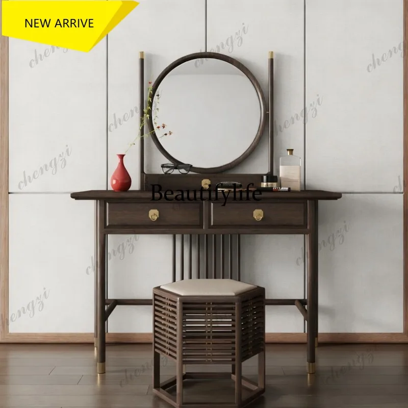D178 Chinese solid wood dresser with makeup mirror, makeup table, desk integrated with drawer customization