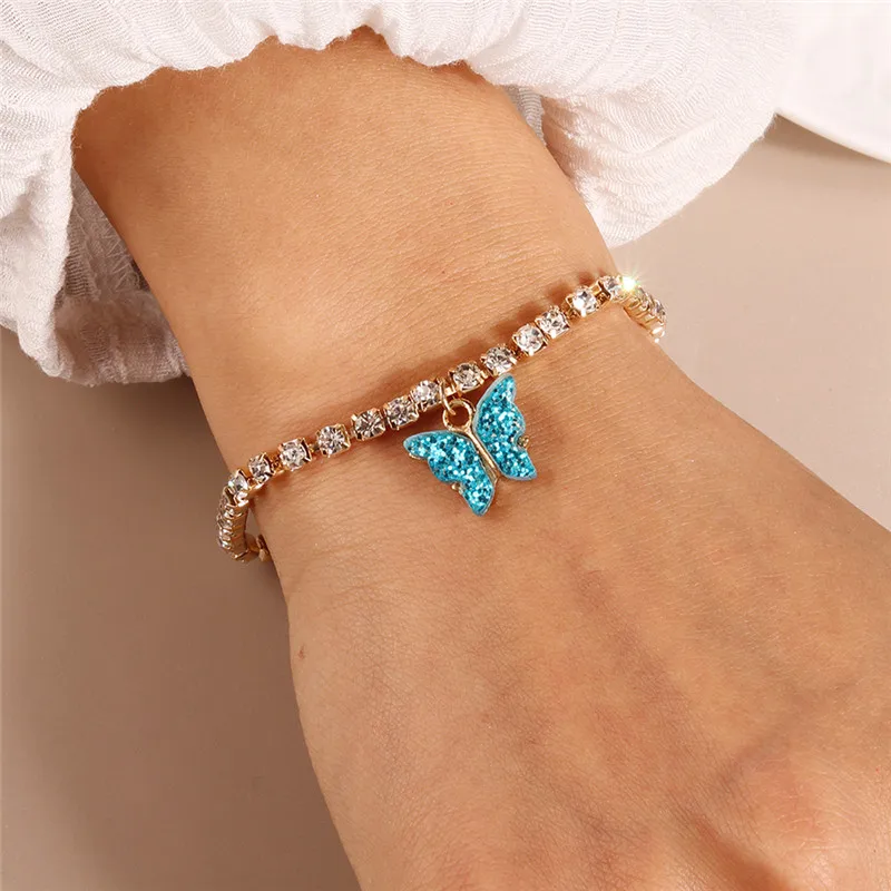 Aihua Neue Glänzende Kubische Tennis-Ketten-Schmetterlings-Armbänder für Frauen Sommer Strand Verstellbare Armbänder Geburtstagsparty-Schmuck – Detail 10