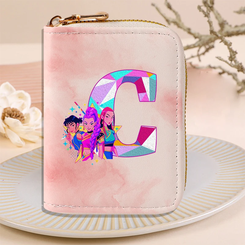 Move K-Pop Demon Hunters Tie Dye Portafoglio stampato Ragazze Lettera AZ Carta con cerniera Borse portaoggetti per soldi Moda Cartoon Donna Regali rosa