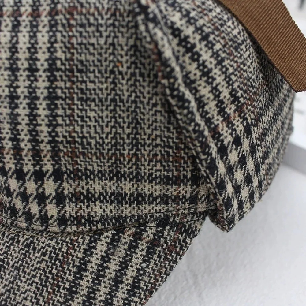 Vintage Striped Pattern Detective Cap Double-Cap Brim All Seasons Snapback Caps Baseball Cap Men