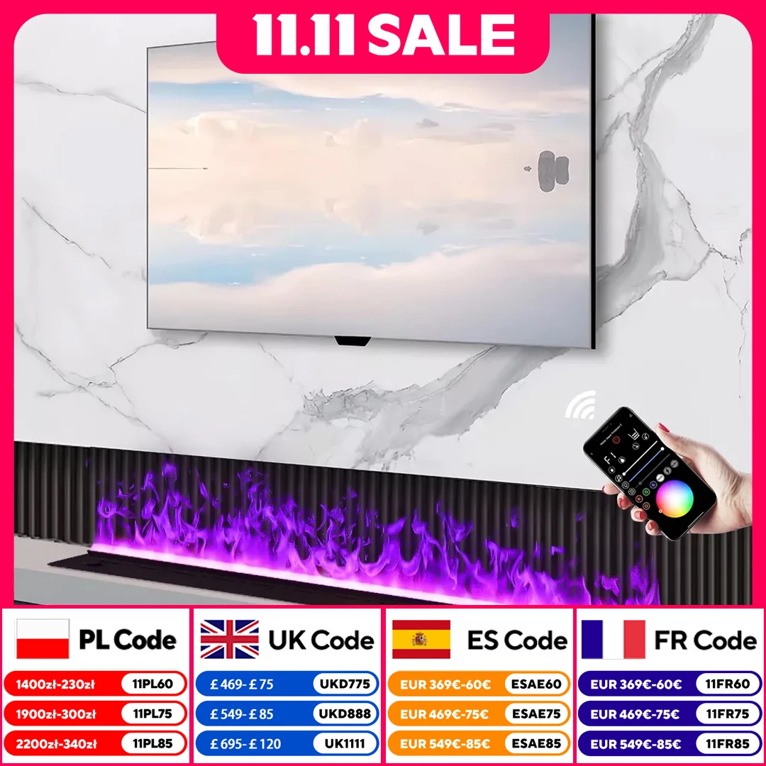 Electric LED Mist Fireplace 3D Multicolor Flame Water Mist Fireplace Remote Control Suitable for Living Room Home Decoration