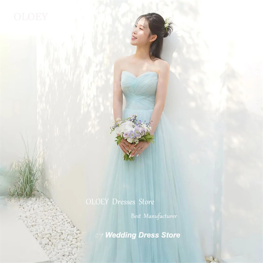 Oloey Fee Tüll Abendkleider Korea Fotoshooting Hochzeit Schatz Korsett zurück boden lang Ballkleid formelle Party kleid