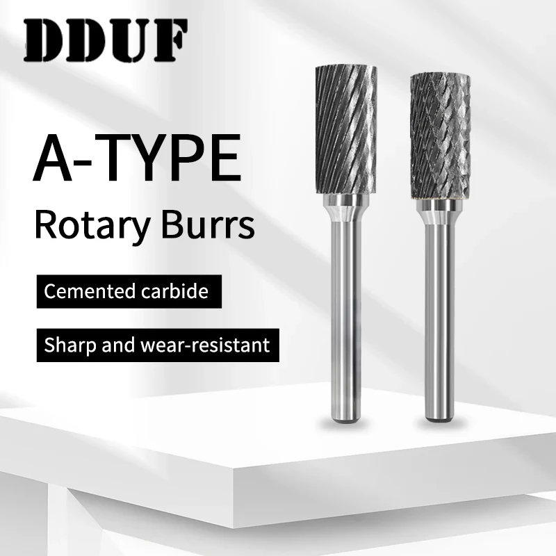 DDUF Carbide Rotary File Metal Tungsten Steel Grinding Head Cylindrical Type A Single Slot Column Milling Cutter