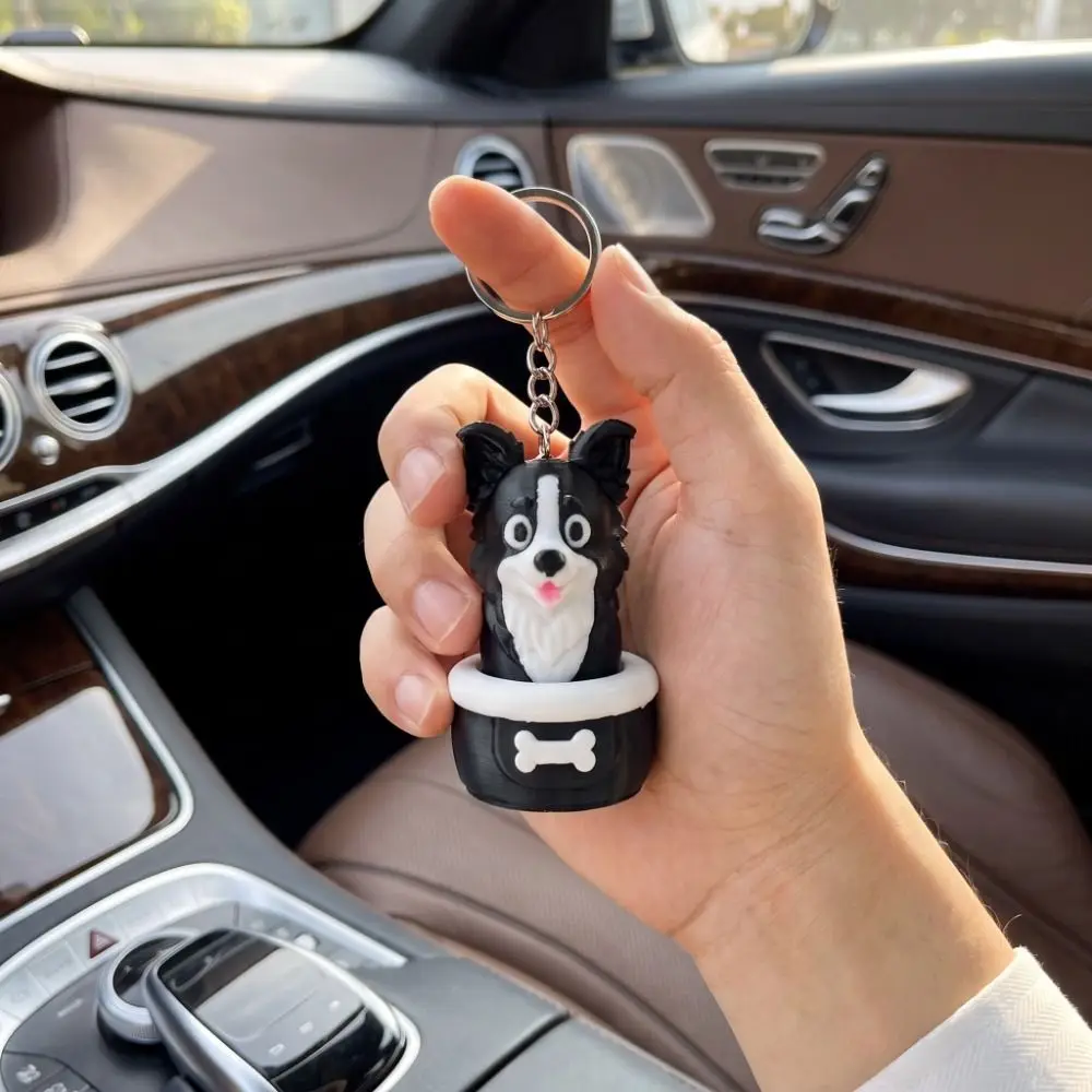 Unique 3D Printed Sausage Dog Clicker Keychain Plastic Portable Dog Key Pendant Clicking Sound Fidget Bag Backpack Charms