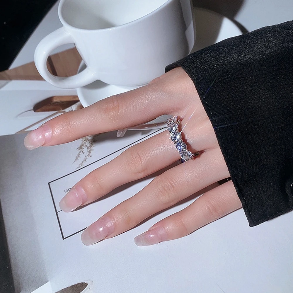 2.5ct/3ct/4ct Moissanite Wedding Rings for Women D VVS1 Brilliant Round Cut Lab Created Diamond s925 Silver Half Eternity Band