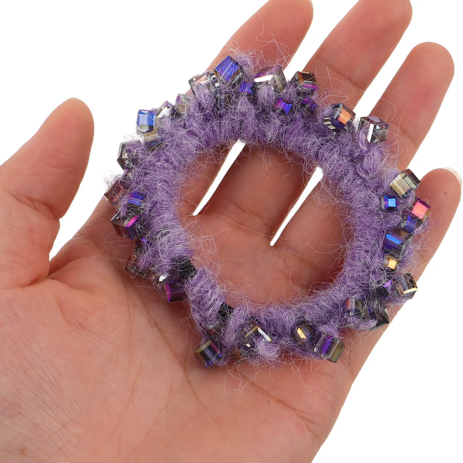 

4Pcs Girls Rhinestone Hair Ties High Elasticity Faux Square Soft Scrunchies No Damage Elastic Ponytail Holder Party School