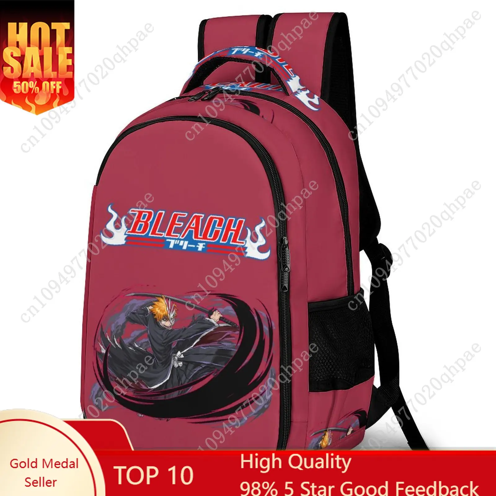 BLEACH Kids School Backpack for Boys Girls High Quality Travel Business Daypack Capacity Pocket Customizable Personalized Gift