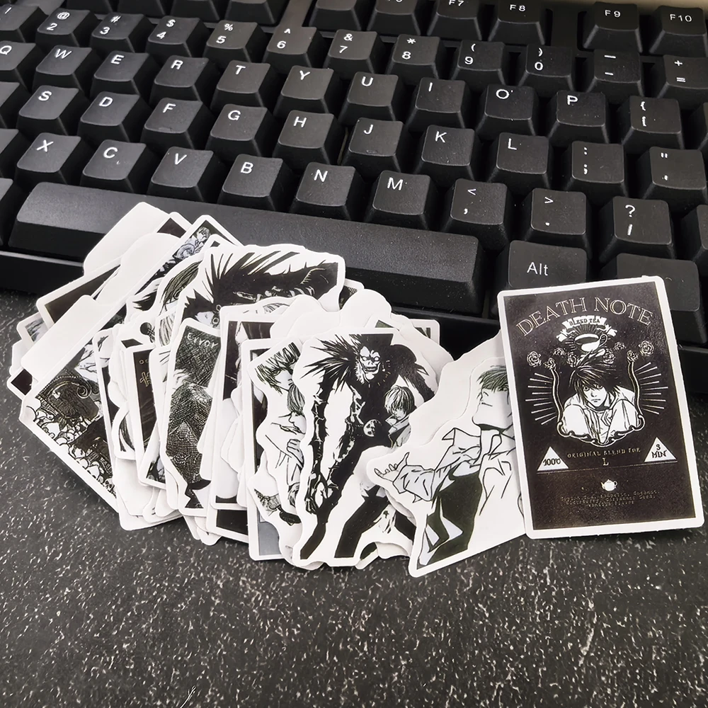 65Pcs Death Note Black White Manga Stickers Waterproof Vinyl Anime Decals for Laptop Water Bottle Luggage Skateboard Character S