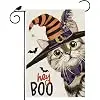 Boo Cat Halloween Garden Flag Double Sided Yard Decor 12x18In jjp