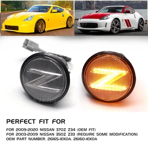 2Pcs For Nissan 370z Coupe Nismo Z34 Led Dynamic Amber Side Marker Lights Turn Signal Sequential Blinker Lamps 2009-2020 Canbu
