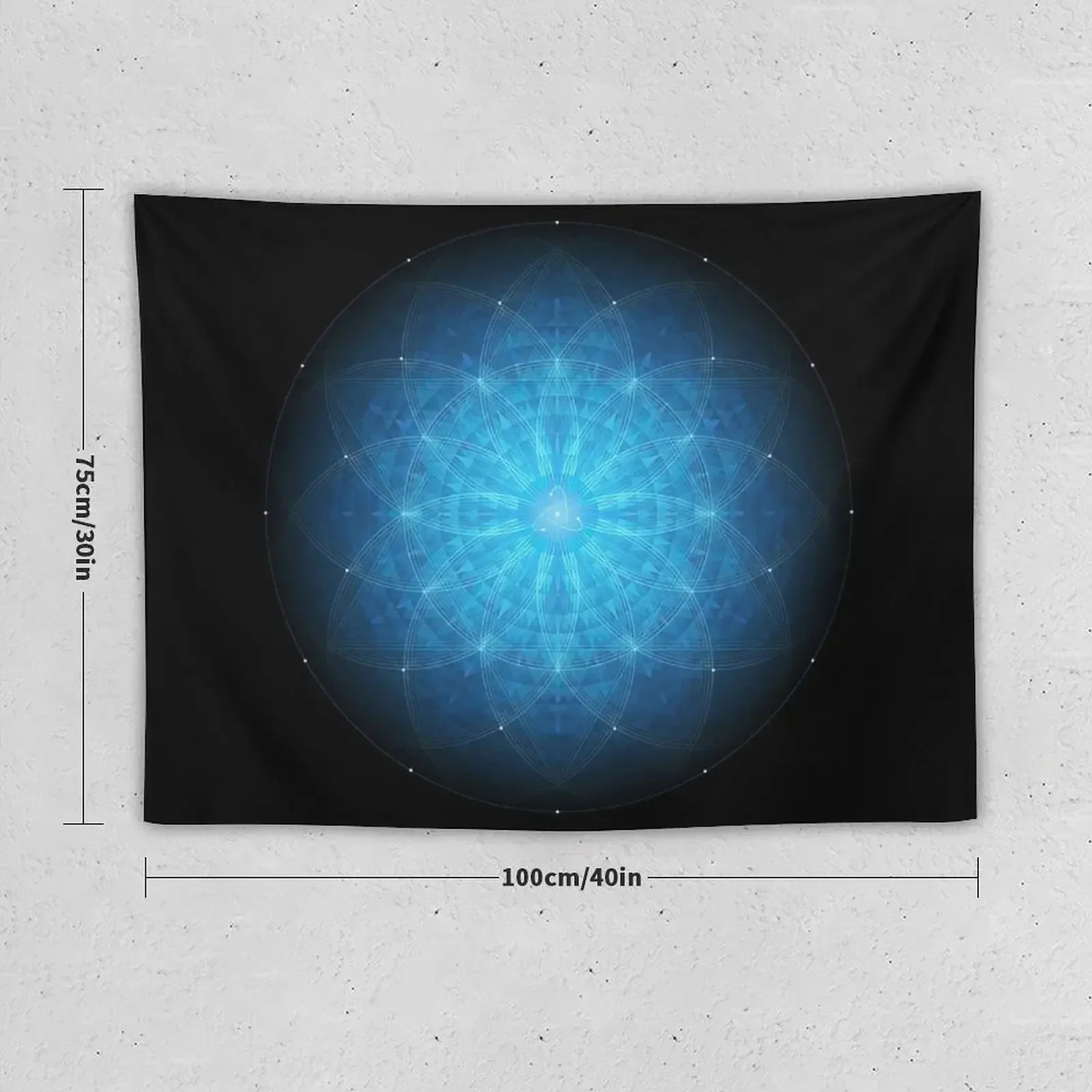 Enigma. Deep blue mandala. Sacred geometry Tapestry Wall Tapestries Bedrooms Decor Living Room Decoration Tapestry