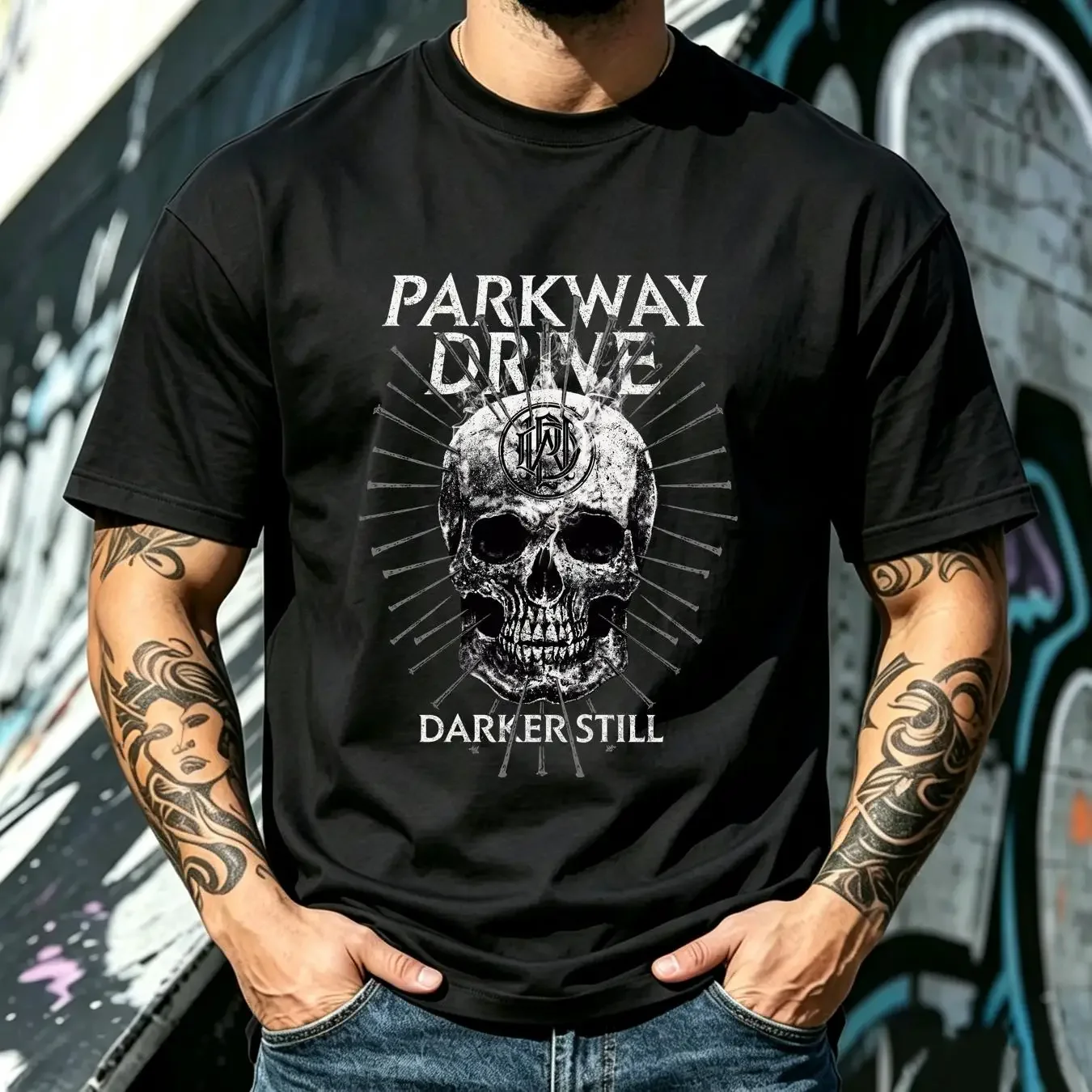 washed T Shirt parkway drive smoke skull vintage Washed homme streetwear fashion Soft Top For Everyday Wear Casual Comfortable