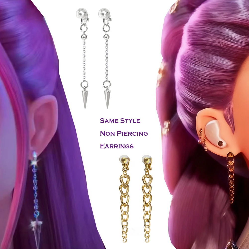 

Demon Hunters K-Pop Star Rumi Mira Girls Earrings without Ear Holes Zoey Dart Weapons Halloween Kids Headwear Roleplay Props