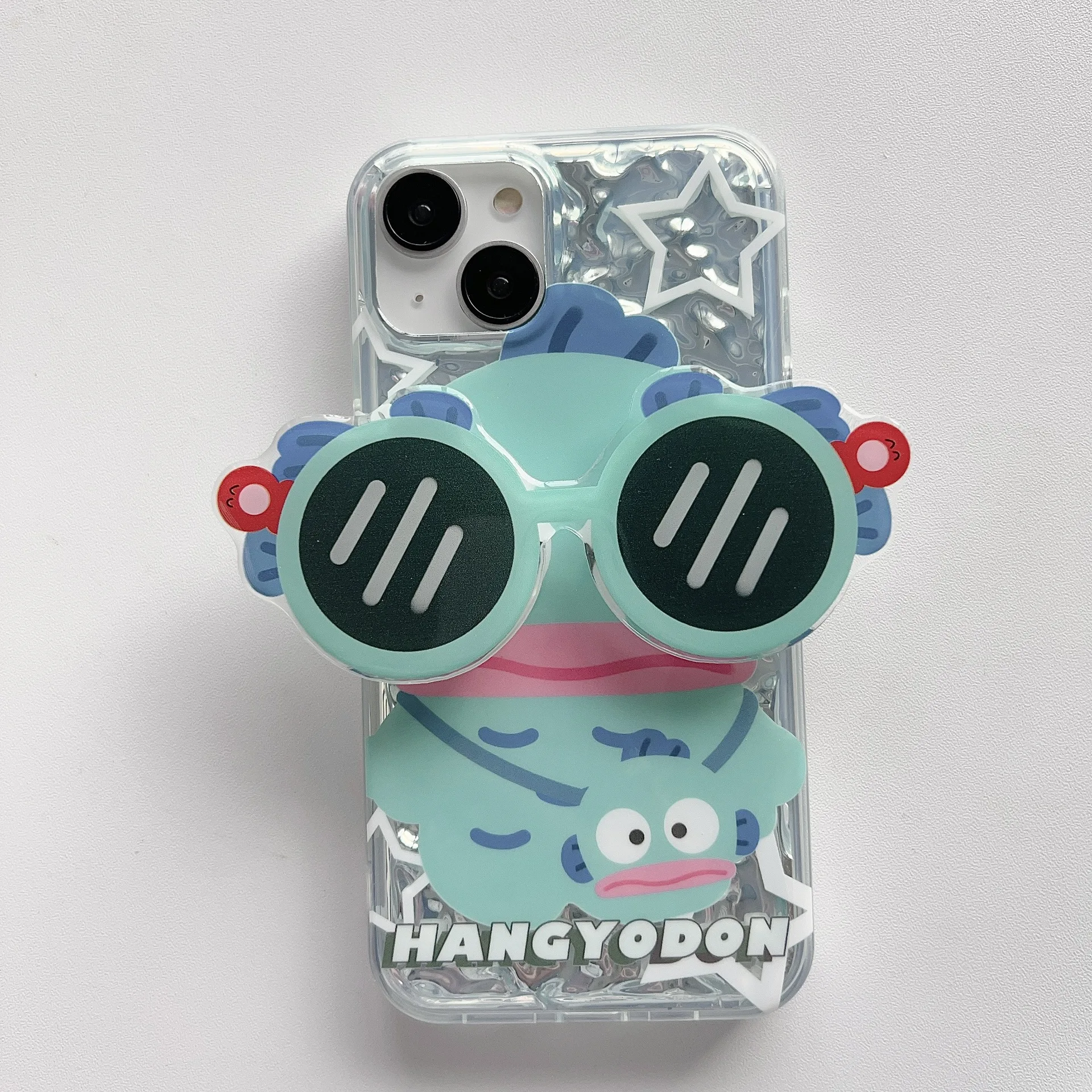 Sanrio Cute Hangyodon Cartoon Anti-Fall Phone Cover for Iphone 11 12 13 14 15 promax Mobile Phone Case with Sunglasses Holder