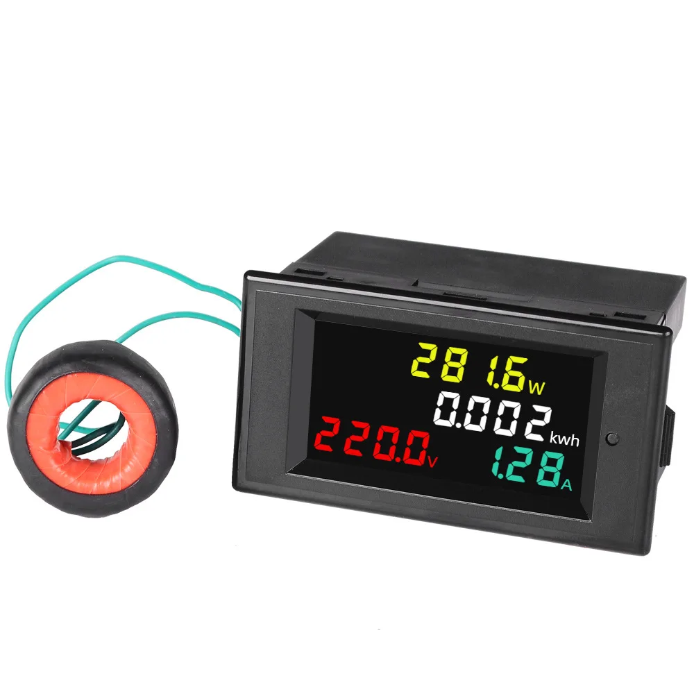 

SPM002 HD Color Screen Voltmeter Ammeter AC80-300V AC200-450V 100A Power Energy Meter 180° Flawless Panel Energy Watt Meter