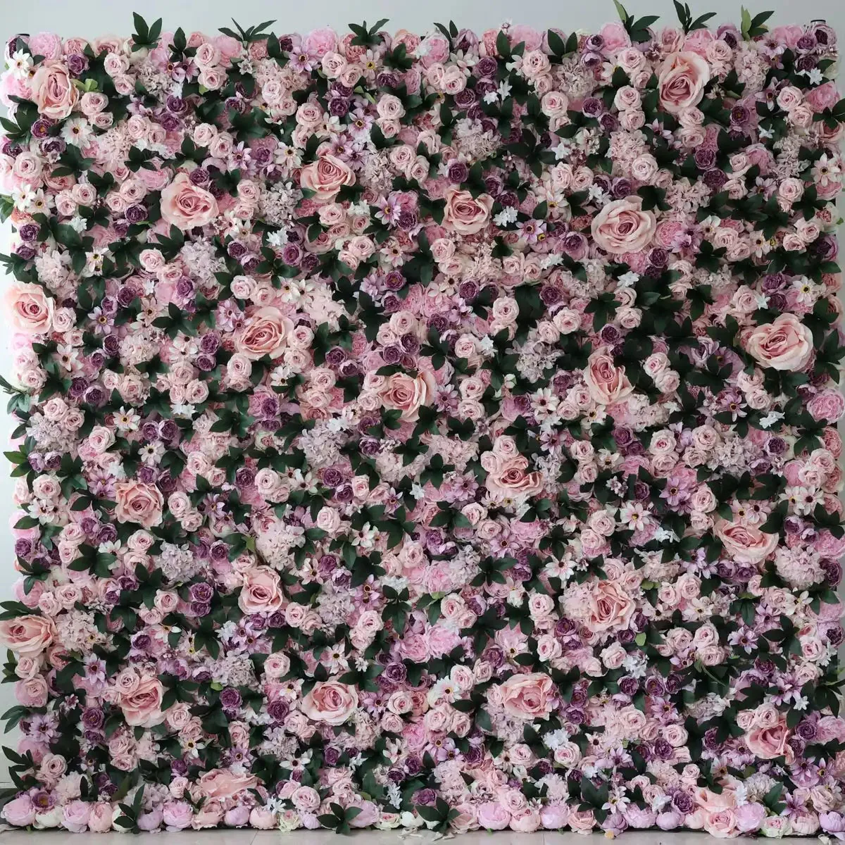 Royal Series 3D luxury Light pink roses Dark green leaves artificial decorative flower wall Birthday party Wedding background