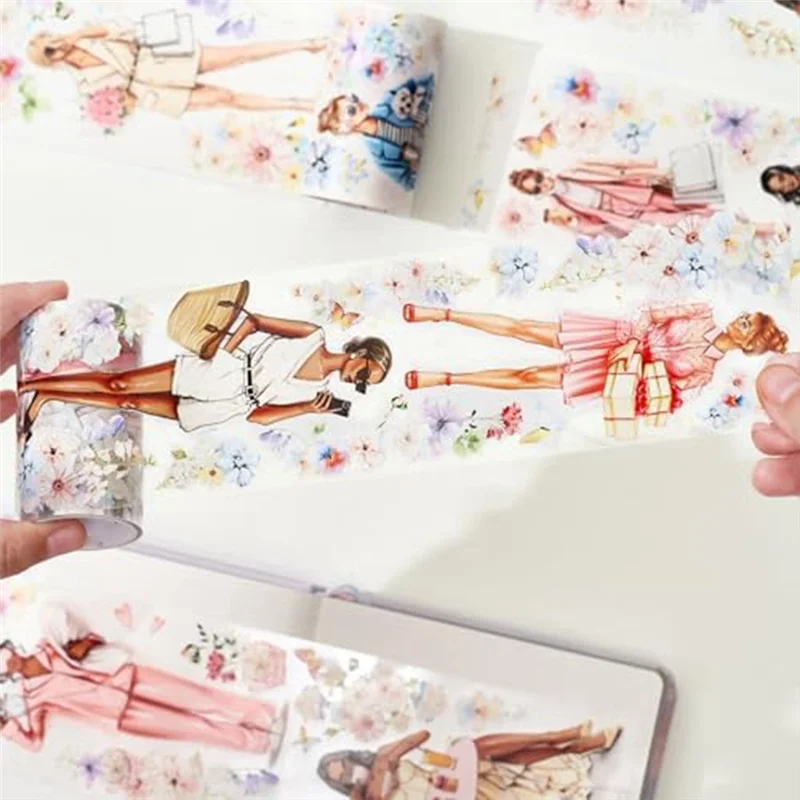 شريط PET واسع من Hot Style Bloom & لعام 2025، لفة واحدة، تصميمات أصلية، ديكور بنات الزهور، شخصيات الشخصيات، إعلان واضح #2