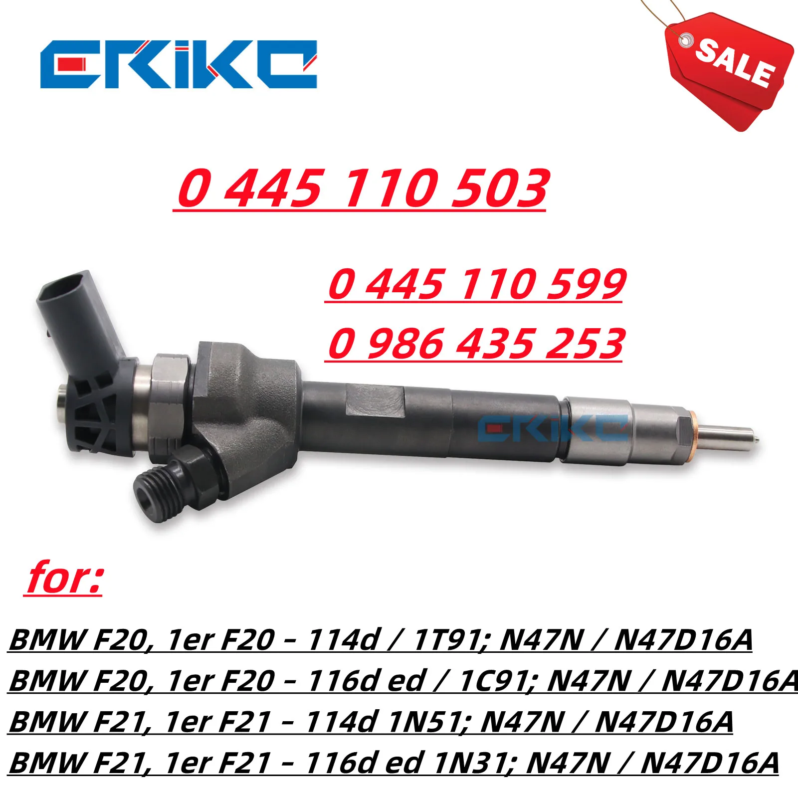 

ERIKC 0 445 110 503 Common Rail Injectior CRI 0445 110 503 CRI2-20 0445110599 0 986 435 253 851506002 for BMW 114 / 116