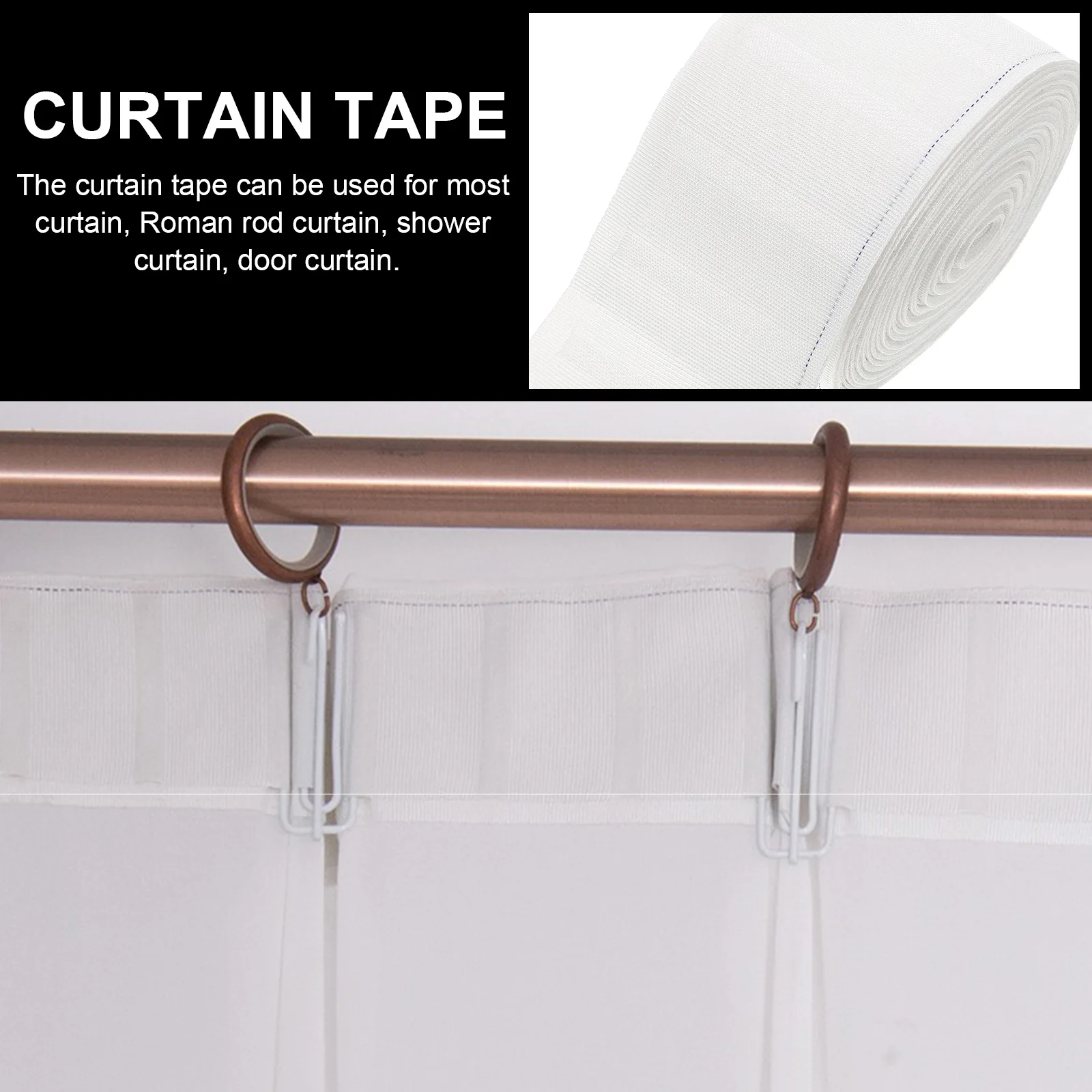 

Curtain Tape Pencil Pleat Hooks Tapes Bathroom Pleats Trim Pleating for Curtains Shower Pinch Pleated Tape Home Textiles